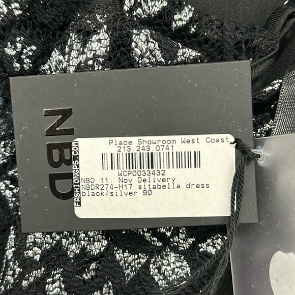 NBD Sold by Revolve  - Sitabella Dress Black lace with glistening silver… - Picture 11 of 11